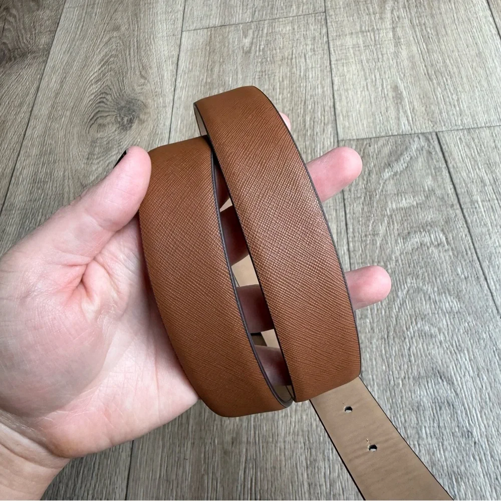 Michael Kors women large belt leather brown + gold 556202 logo
